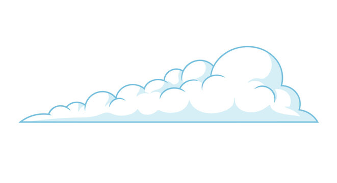 Fluffy cartoon cumulus cloud vector illustration on a white background for weather and climate design concepts.