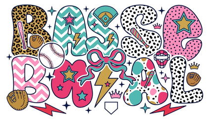 Naklejka premium baseball game colorful vector illustration
