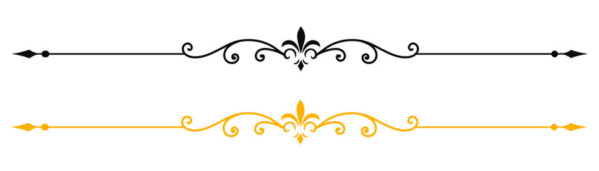 Elegant gold and black vintage decorative dividers with floral ornaments © VECTOR BUNDLE