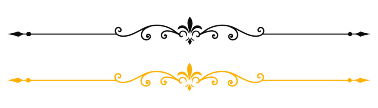 Elegant gold and black vintage decorative dividers with floral ornaments