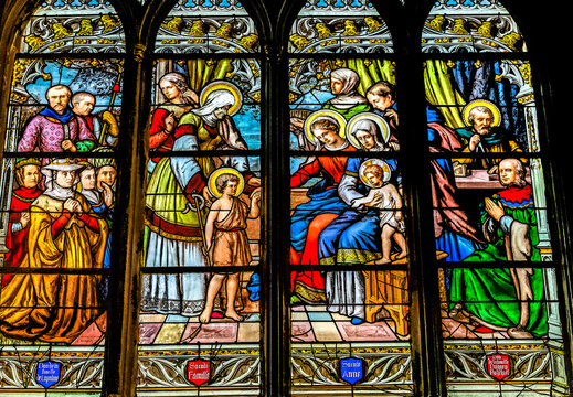 Babies Jesus John Stained Glass Saint Severin Church Paris France