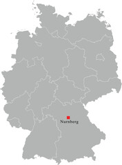 Fototapeta premium Nuremberg City Location Pin on Germany Map