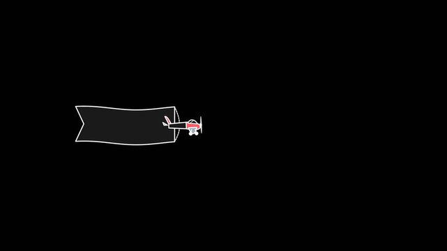 Small airplane pulling a blank banner across the dark screen in this simple motion animation clip for digital advertising