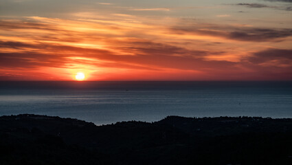 Fototapeta premium Adriatic Sea. Spectacular aurora and sunrise seen from the village of Ripatransone, in the Marche region.