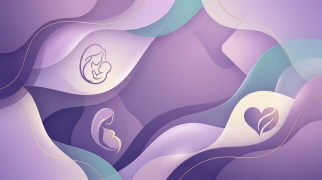 World Breastfeeding Week day abstract background 2026 Pregnancy and baby love illustration with fetal development stages and heart shape