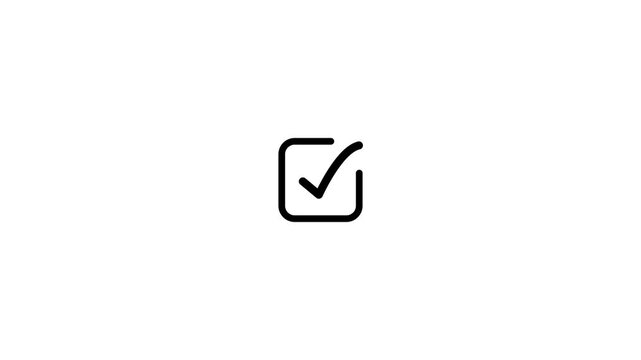 Check mark icon, positive symbol, tick mark icon on a white background, 4k quality animation video.