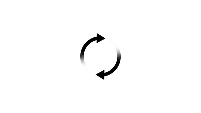 Circle arrow refresh and reload icon animation with loading progress on black background.Circle arrow animation.4k quality video.