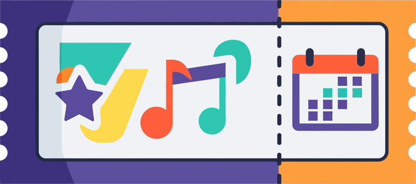 Music Event Ticket with Calendar Icon - Entertainment Pass for Concerts and Shows