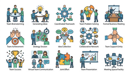 Fototapeta premium Colorful Business Concepts and Teamwork Illustrations.