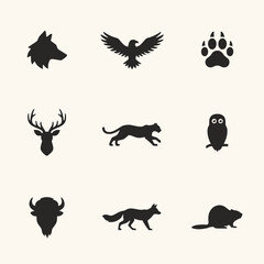 Naklejka premium black silhouettes of animals