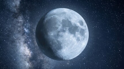 Obraz premium Moon in Space with Stars and Milky Way Galaxy Background