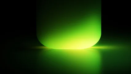 Glowing green block background with dark minimalist gradient space. © Photocreo Bednarek