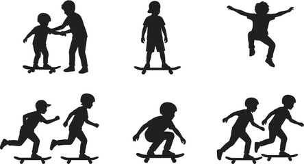 Black silhouettes of kids skateboarding © Md. Musaddik Rahman