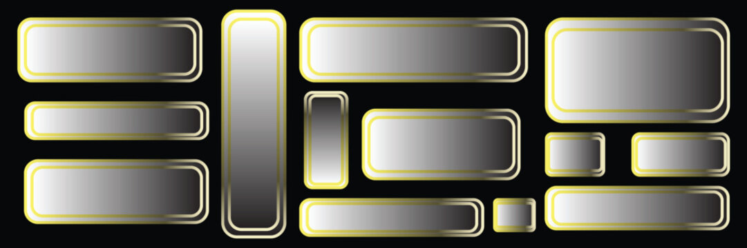 Silver and gold rectangular frames and badges collection