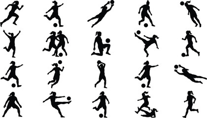 Black silhouettes of soccer players in various actions © Md. Musaddik Rahman
