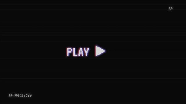 Vintage VHS Tape Playing Interface with Retro Glitch Effects
