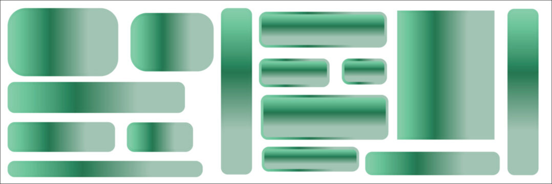 Green gradient rectangles rounded corners digital design elements