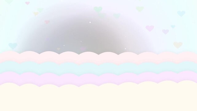 Dreamy Pastel Animation with Candy Color Hearts and Soft Wavy Layers Background