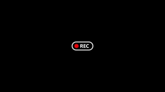 Recording button animation, camera recording sign on a transparent background, Red symbol, button of recording video, motion graphic of record button concept.
