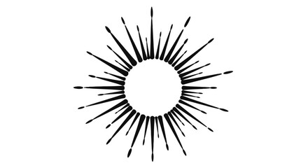 Dynamic Black Sunburst or Starburst Element with Radial Lines on an Isolated White Background. © Kadita