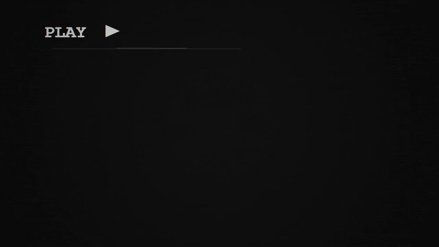 Retro VHS tape playing screen with 4K analog noise and play icon