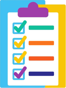 Checklist with colorful checkmarks and list items, task management concept