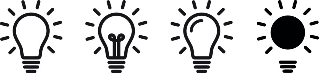 Creative light bulb idea icon set representing innovation thinking inspiration and business concepts © NAHID