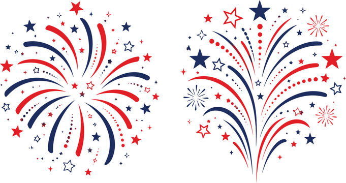 Patriotic firework bursts and star sparkle graphics with fireworks patriotic celebration independence pyrotechnics sparkles explosions festival illustration celebrate decoration