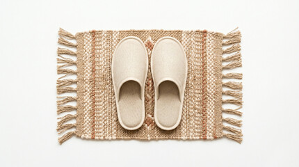 comfortable house slippers on rug © Ren