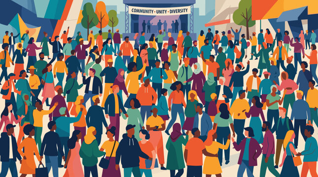 Community people silhouette crowd with varied human figures for social network audience demographic teamwork public gathering presentation design concept crowd people silhouettes community