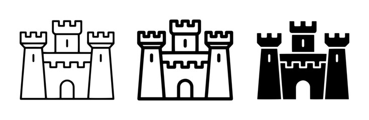 Castle Icons, Fortress Symbols, Medieval Architecture Vector Graphics, Royal Estate Silhouettes © Nadiart56