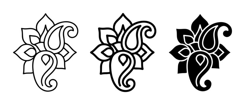 Paisley Motifs, Decorative Floral Elements, Indian Inspired Designs, Vector Art