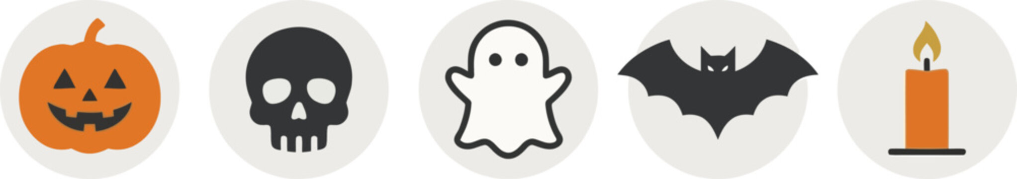 minimal ghost icon halloween spooky character simple Set flat vector