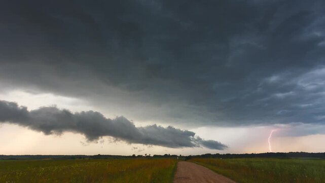 Nature's Fury Unleashed. Epic Supercell Storm Timelapse. Mesocyclone supercell storm captured in Lithuania Europe Stock Video
