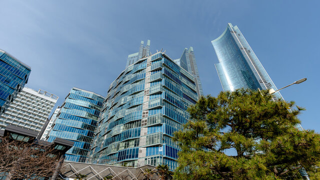 Skyscrapers in Haeundae, Busan on a clear day