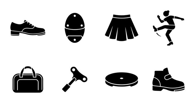 Tap Dance Icons: Shoes, Skirt, Dancer, Tap Plate, Duffel Bag, Key, Boot