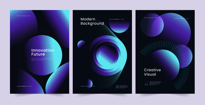 Abstract Neon Gradient Ring Poster Background, Purple Blue Gradient Ring Abstract Vector Background