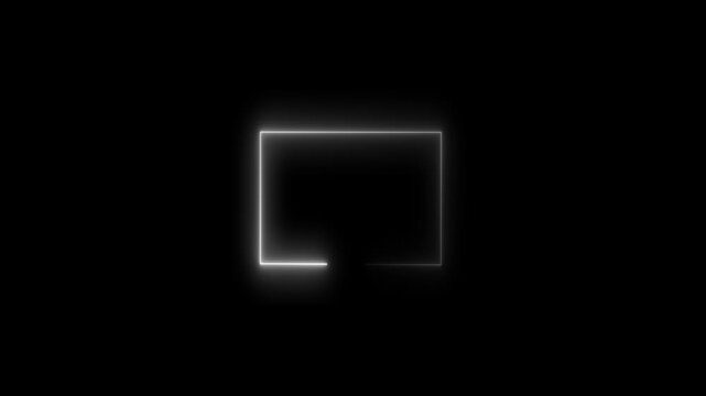 Abstract squre shape neon bright line animation 4k video.  A popular abstract background overlay, seamless vaporwave animation. Empty frame with red neon light motion, moving fluorescent light glowing