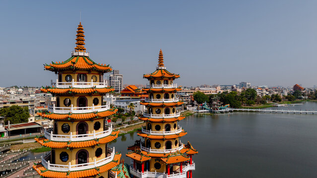 Dragon and Tiger Pagodas overlooking Lotus Pond