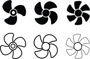 Fototapeta premium Cooling Fan Blade Icons Collection, Ventilator Propeller Vector Set for Appliance Engineering Design Elements Editable