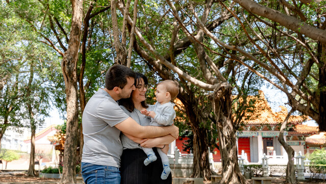 Family enjoying time at Taichung Confucius Temple