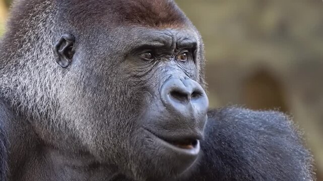 Close-up portrait of a western lowland gorilla.