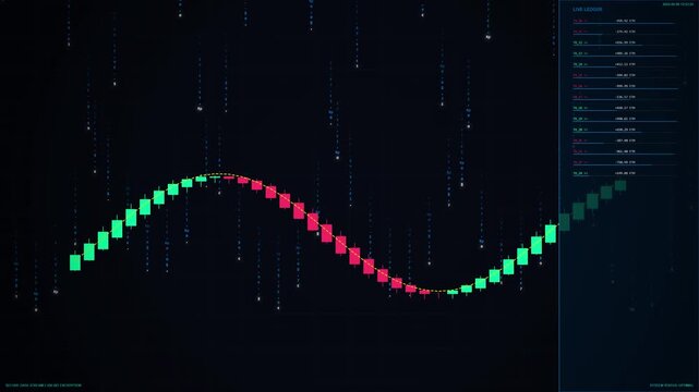 Digital ledger transaction stream flowing through a virtual network in a modern technological style