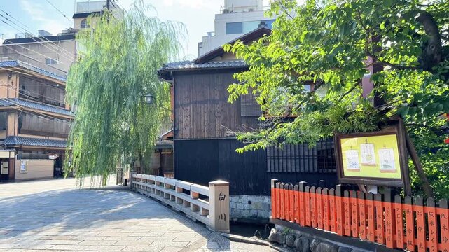 Traditional Wooden Buildings and Willow Trees Beside a Historic Canal