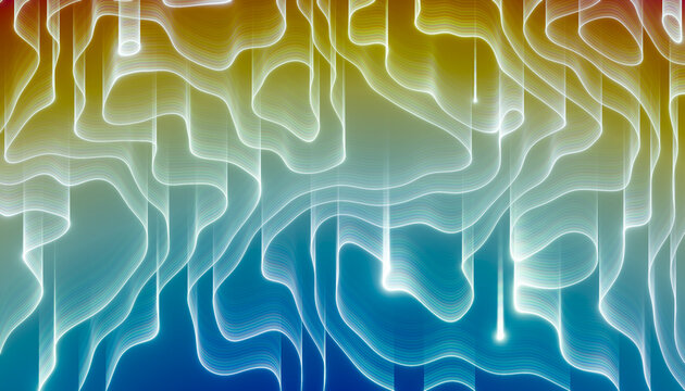 Abstract rainbow lines create mesmerizing wave patterns