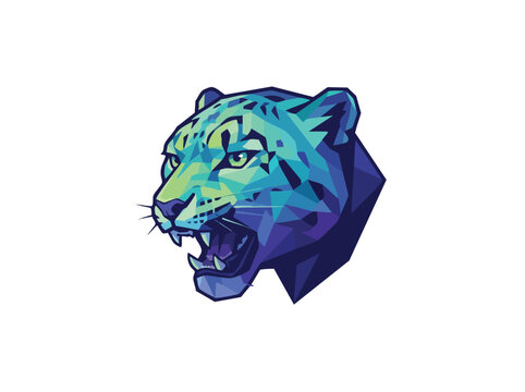 Snow leopard head geometric illustration