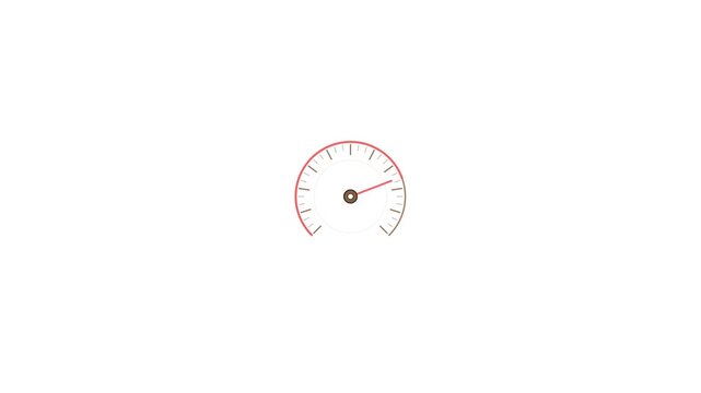 Minimalist speedometer graphic with a rotating needle showing dynamic movement in this smooth digital animation video clip for interface design