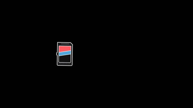 Minimalist digital smartphone icon animation displays vibrant color bars on screen in this clean graphic motion design video clip loop