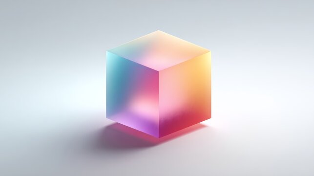 A colorful gradient cube on a light background