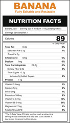 Fototapeta premium Banana Nutrition Facts Label Template